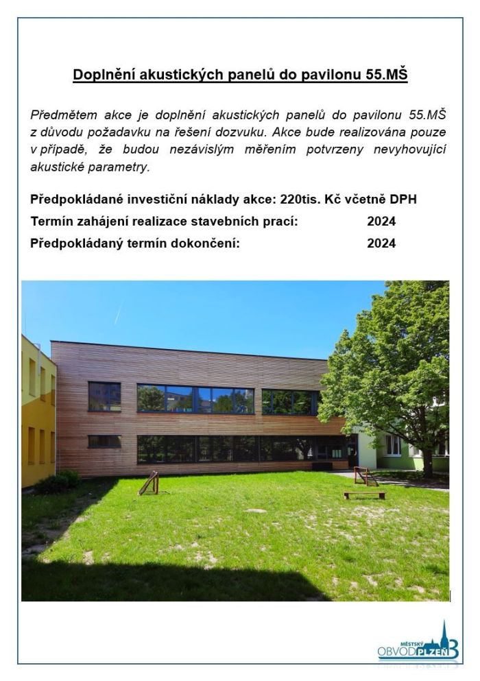 Doplnění akustických panelů 55. MŠ Doplnění akustických panelů 55. MŠ