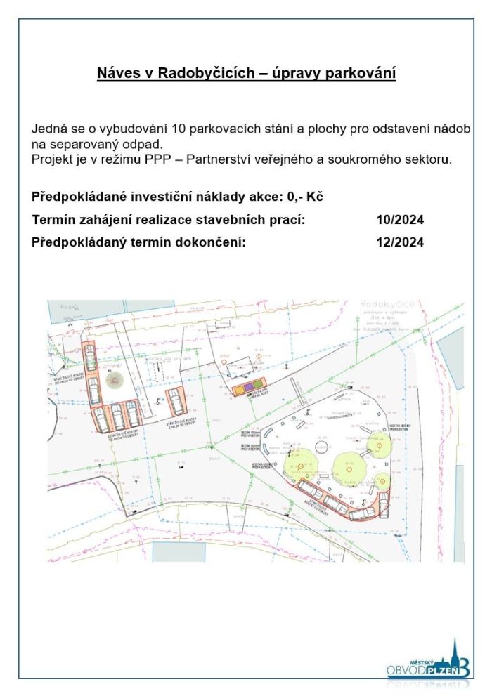 Náves v Radobyčicích - parkování Náves v Radobyčicích - parkování