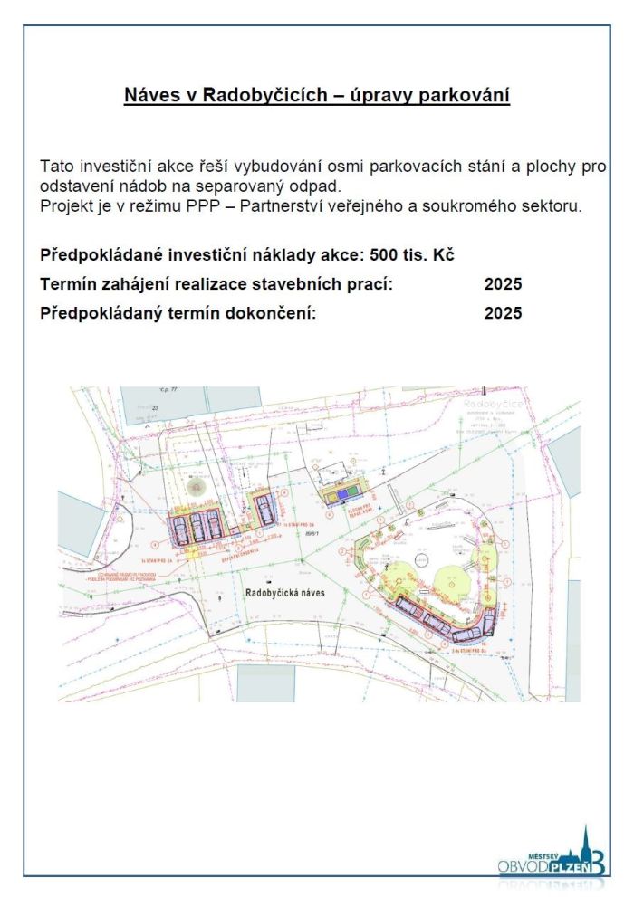 Náves v Radobyčicích - parkování Náves v Radobyčicích - parkování