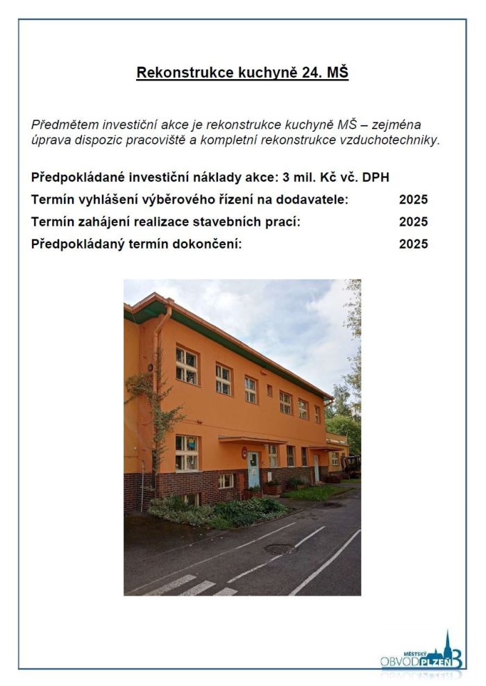 Rekonstrukce kuchyně 24. MŠ Rekonstrukce kuchyně 24. MŠ