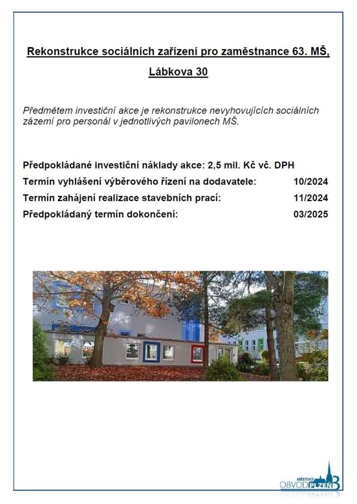 Rekonstrukce soc. zařízení 63. MŠ Rekonstrukce soc. zařízení 63. MŠ