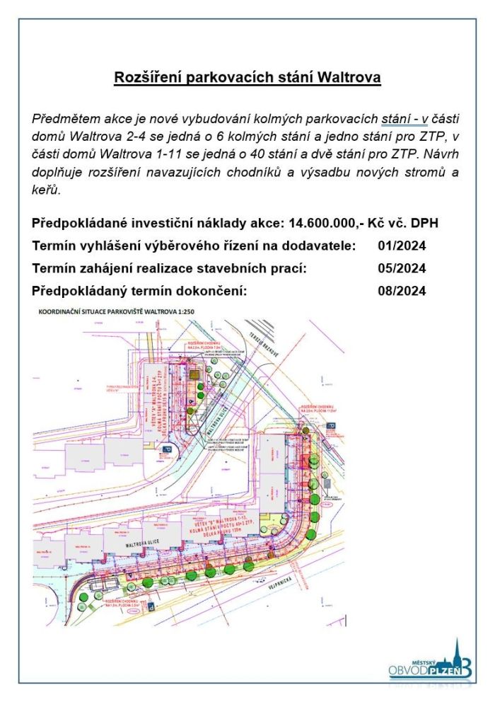 Rozšíření parkovacích míst Waltrova Rozšíření parkovacích míst Waltrova