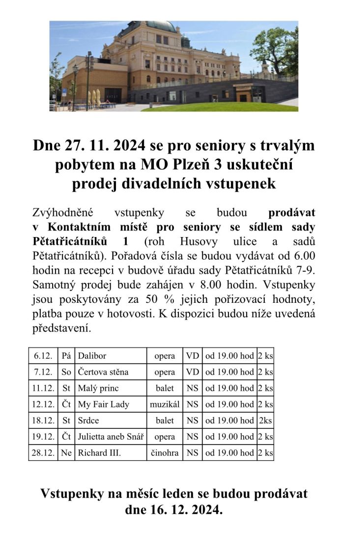 vstupenky prosinec